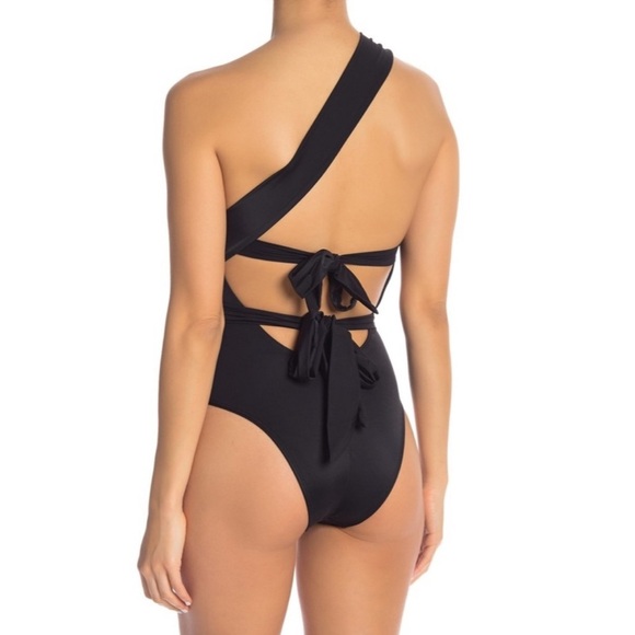 NWT HAH X Free People One Piece Swimsuit Medium 1 4 Ur Soul 1 Shoulder Black - Picture 15 of 15